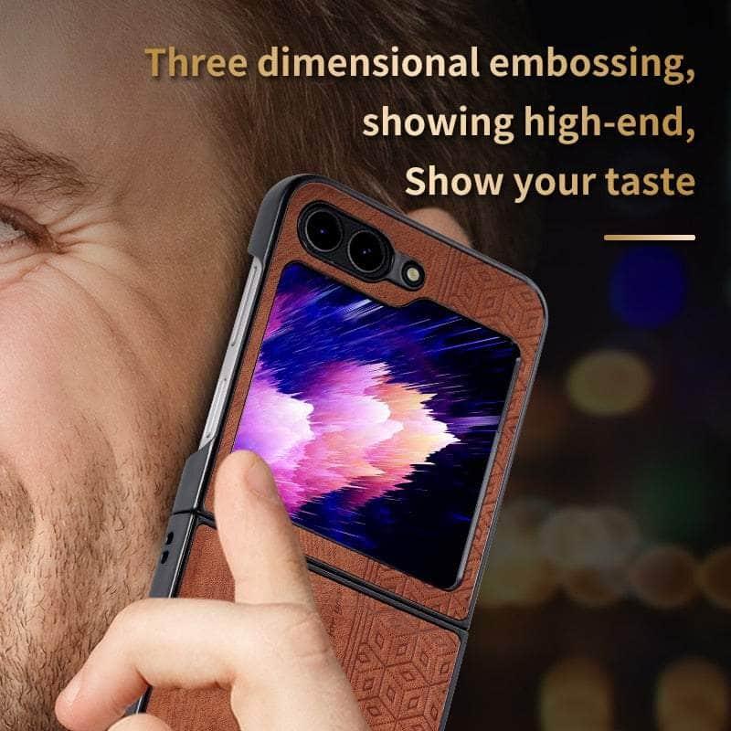 Casebuddy Galaxy Z Flip 5 Shockproof Protective Leather Cover