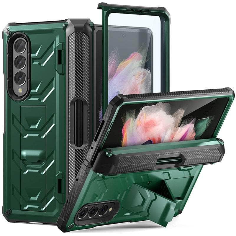 Casebuddy Green / For Galaxy Z Fold 3 Galaxy Z Fold 3 Hinge Pen Slot Kickstand Hard Case