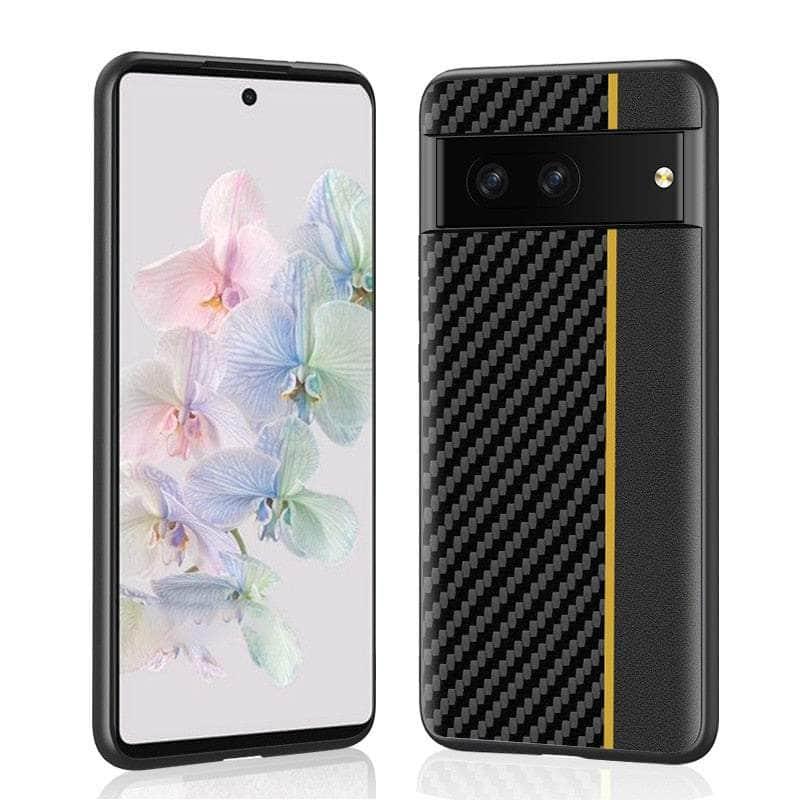 Casebuddy Yellow / for Pixel 8 Google Pixel 8 Carbon Fiber Vegan Leather Case