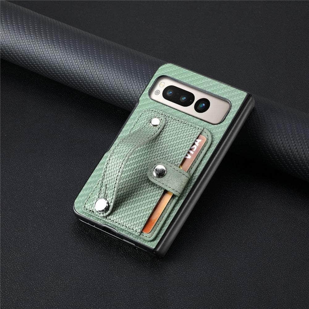 Casebuddy Green / for Pixel Fold Google Pixel Fold Vegan Leather Wallet Card Pocket