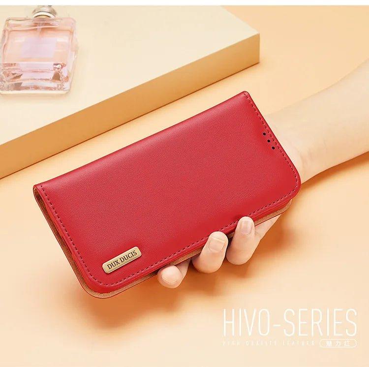 Casebuddy iPhone 15 Dux Ducis Luxury Genuine Leather Wallet