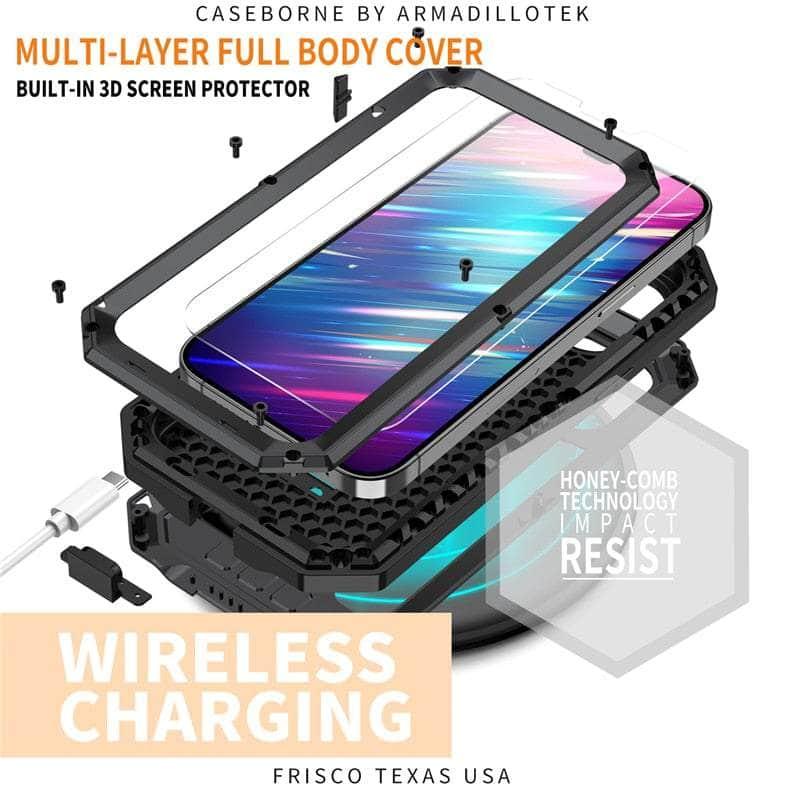 Casebuddy iPhone 15 Pro Full Body Rugged Armor Shockproof Metal Cover