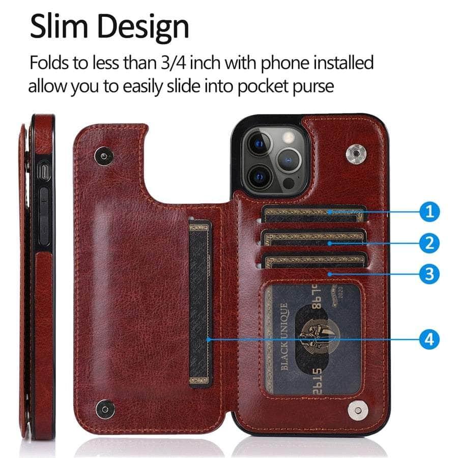 Casebuddy iPhone 15 Wallet Double Button Card Stand