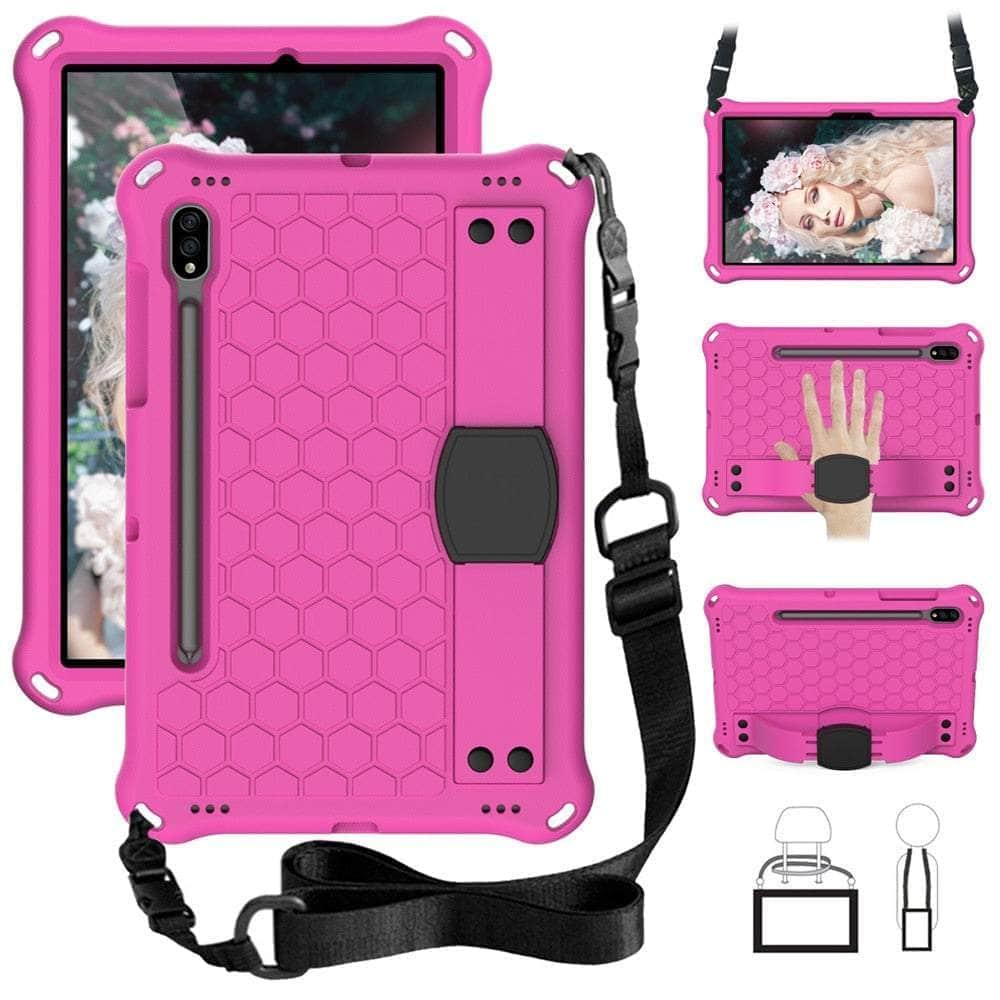 Casebuddy Rose red / S9 11 2023 X710 Kids Shoulder Strap Galaxy Tab S9 2023 EVA Case
