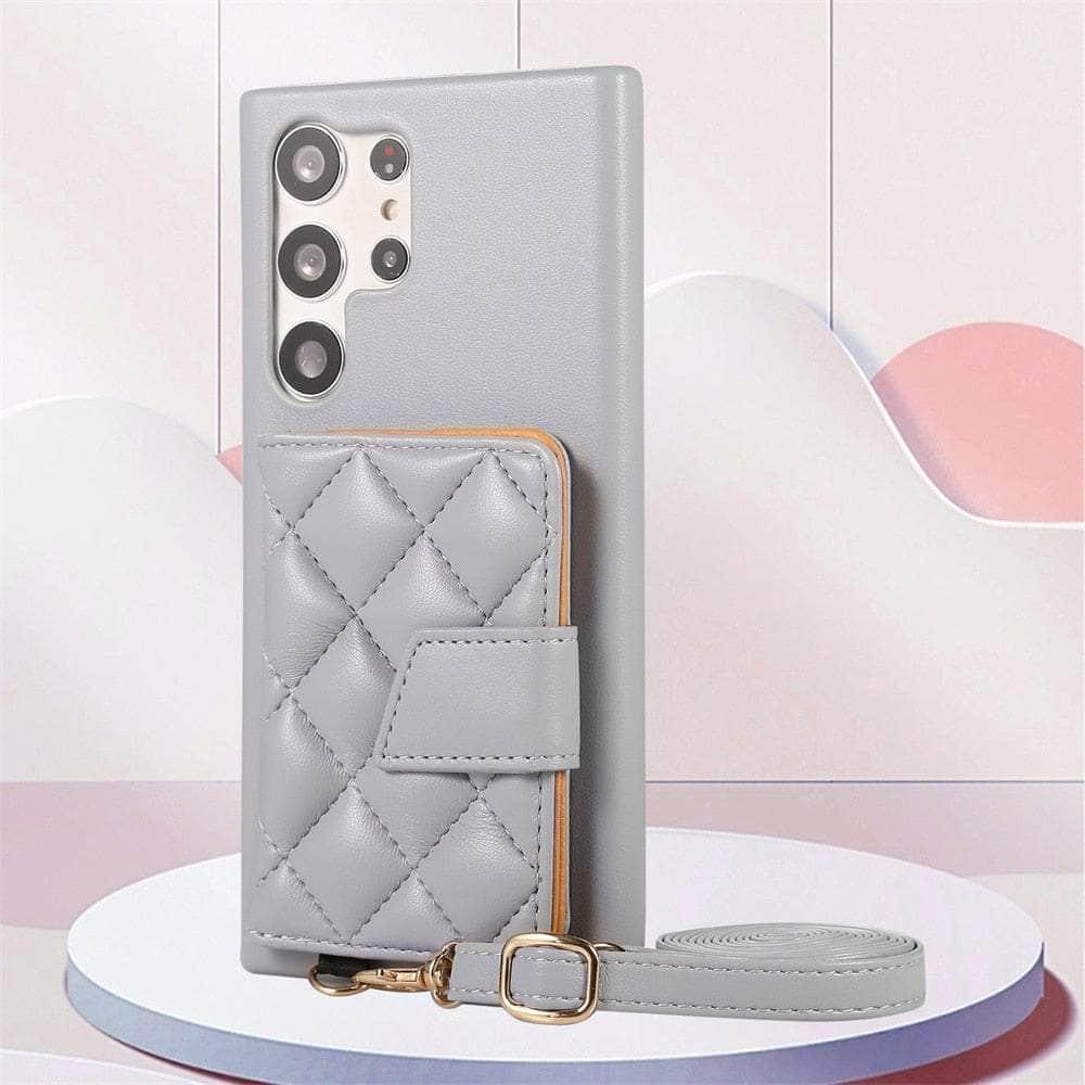 Casebuddy Gray / For Galaxy S23 FE Leather Plaid Galaxy S23 FE Wallet