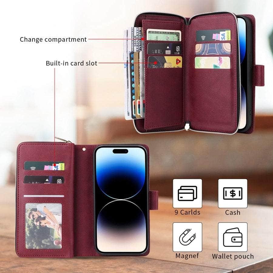 Casebuddy Luxury Galaxy A14 Wallet 9-Card Leather Case