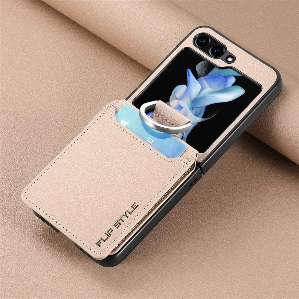 Casebuddy Khaki CX / Flip 5 5G Luxury Vegan Leather Galaxy Z Flip 5 Cover