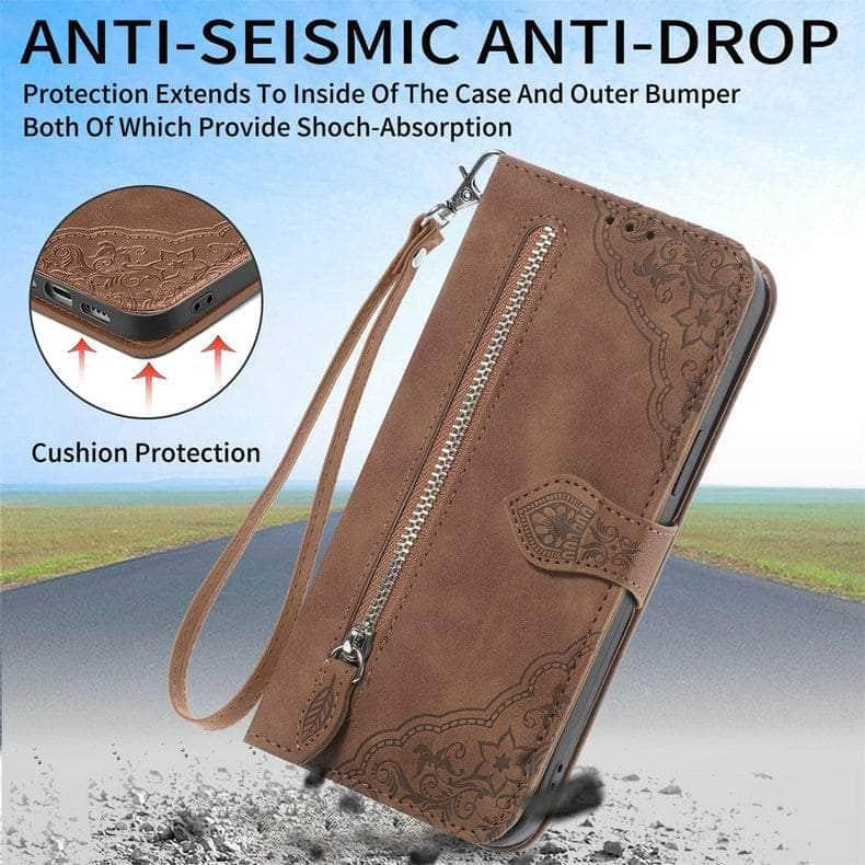 Casebuddy Luxury Zipper Leather Card Book Galaxy A24 Etui