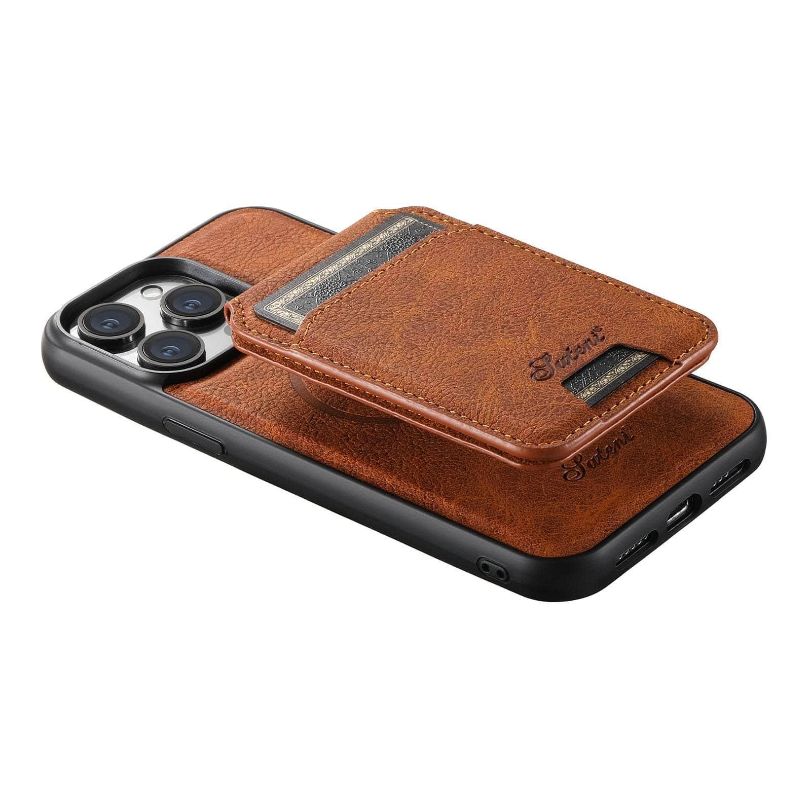 Casebuddy Magnetic iPhone 15 Leather Card Case