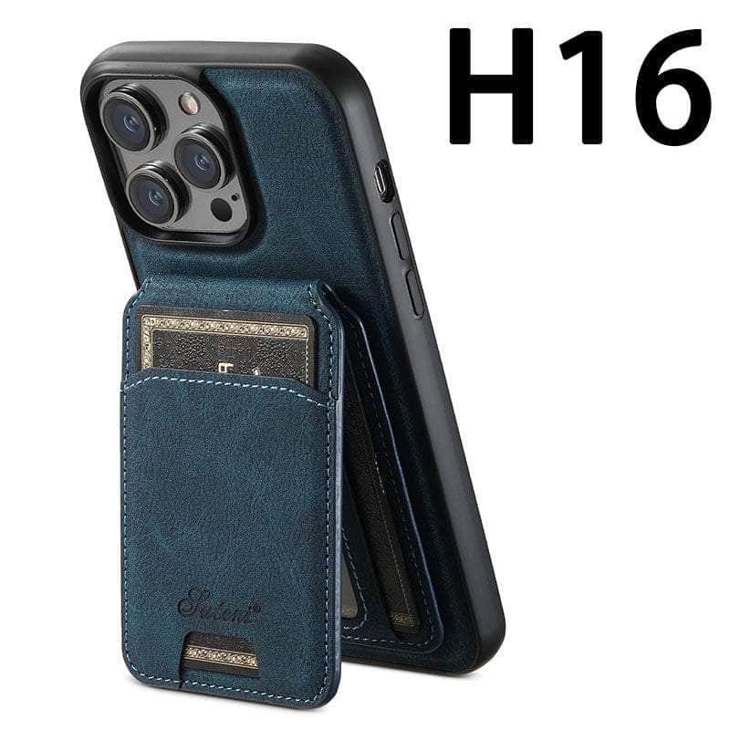 Casebuddy Combination Blue / For IPhone 15 Magnetic iPhone 15 Leather Card Case