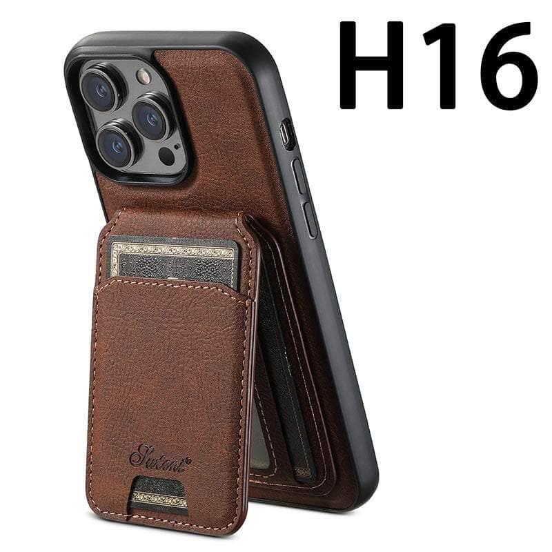 Casebuddy Combination Brown / For IPhone 15 Magnetic iPhone 15 Leather Card Case