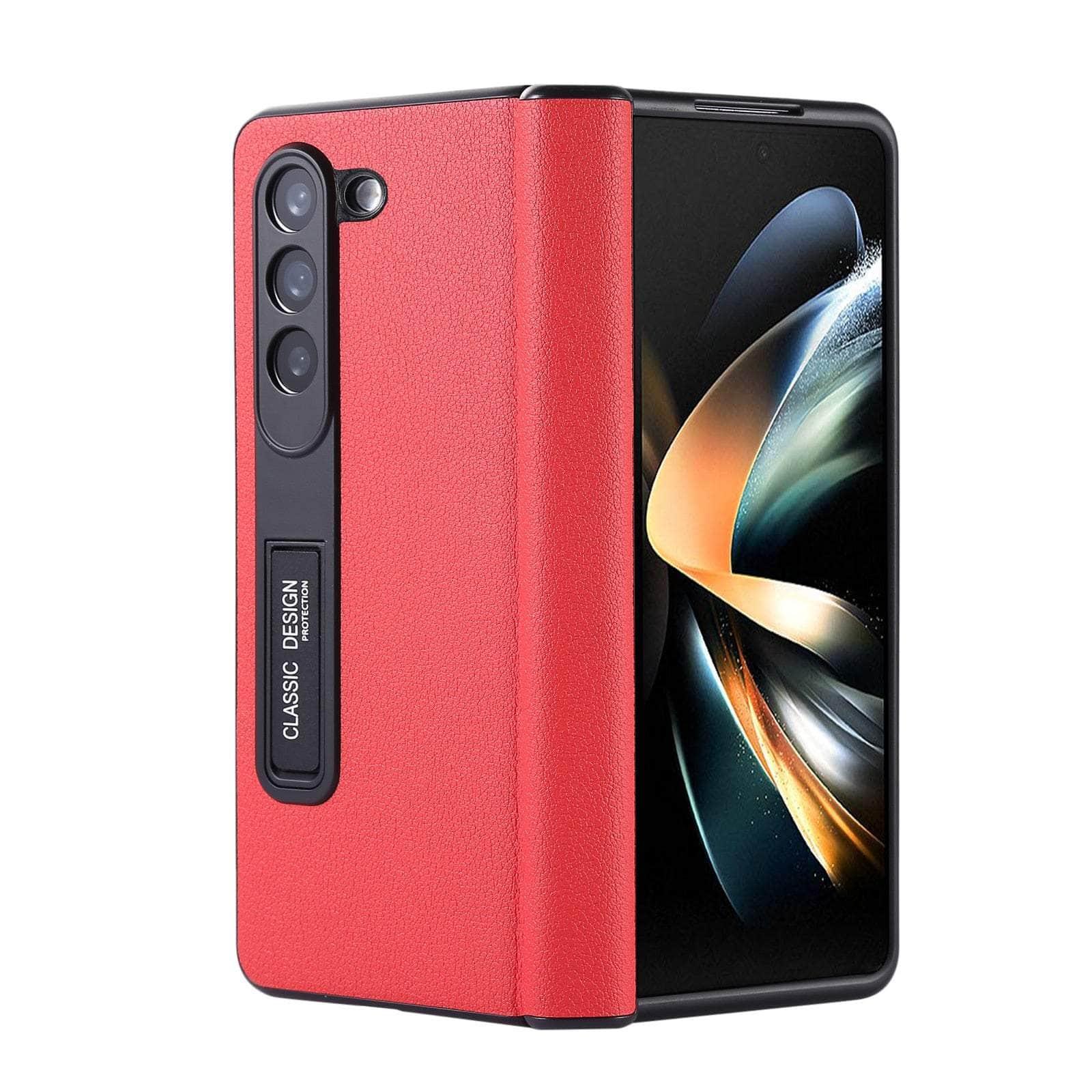 Casebuddy Red / For Z Fold5 Real Leather Galaxy Z Fold 5 Luxury Cover