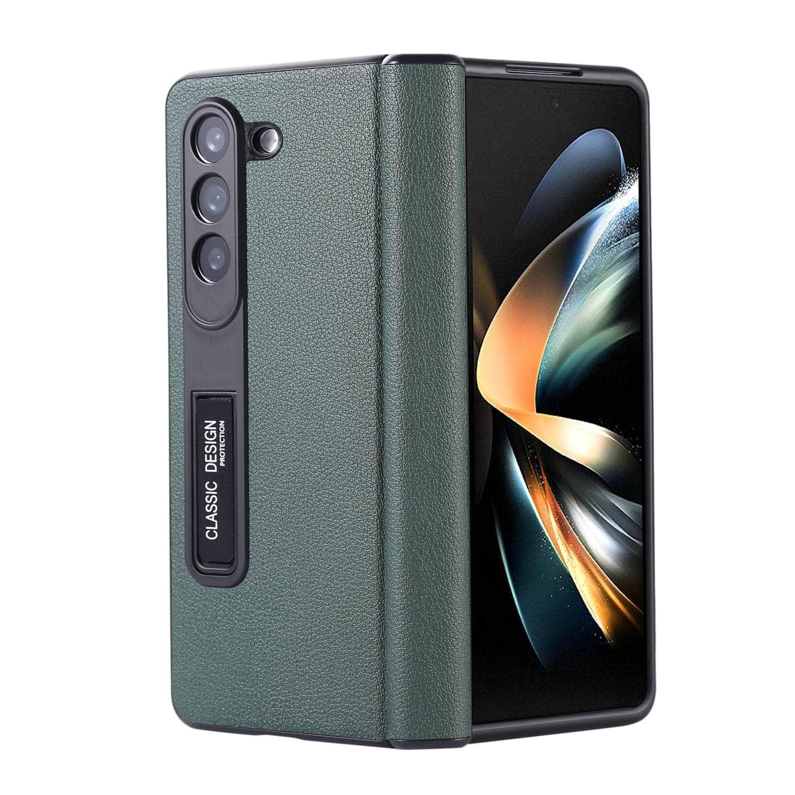 Casebuddy Green / For Z Fold5 Real Leather Galaxy Z Fold 5 Luxury Cover