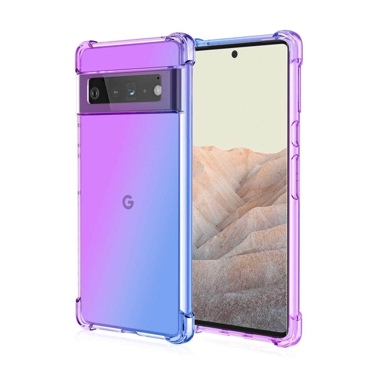 Casebuddy Purple Blue / for Pixel 8 Shockproof Air-Bag Gradient Silicone Pixel 8 Case