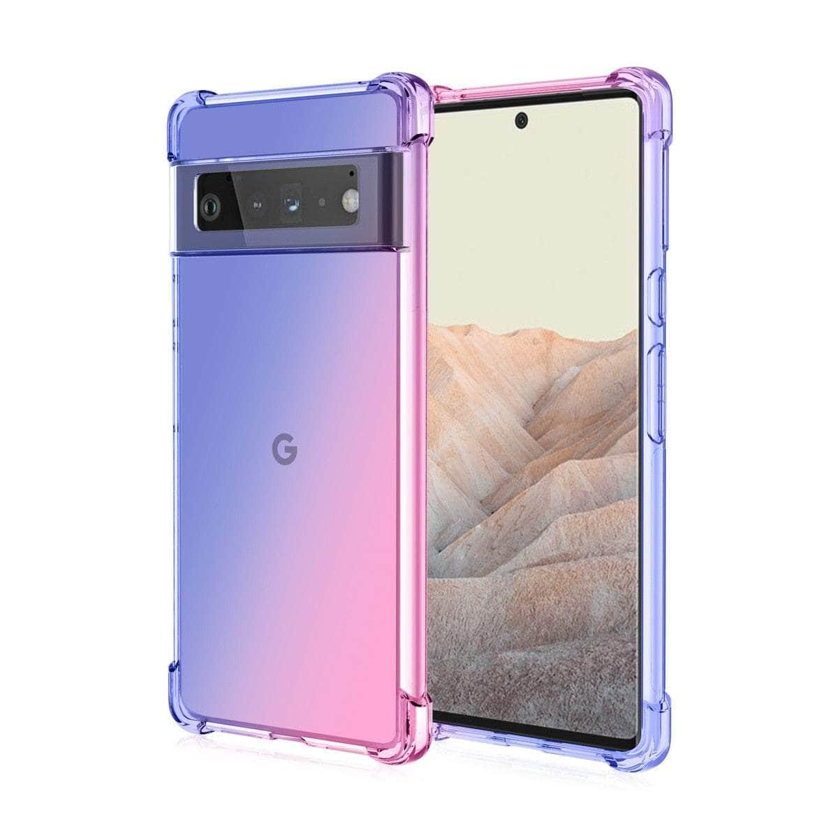 Casebuddy Blue Pink / for Pixel 8 Shockproof Air-Bag Gradient Silicone Pixel 8 Case