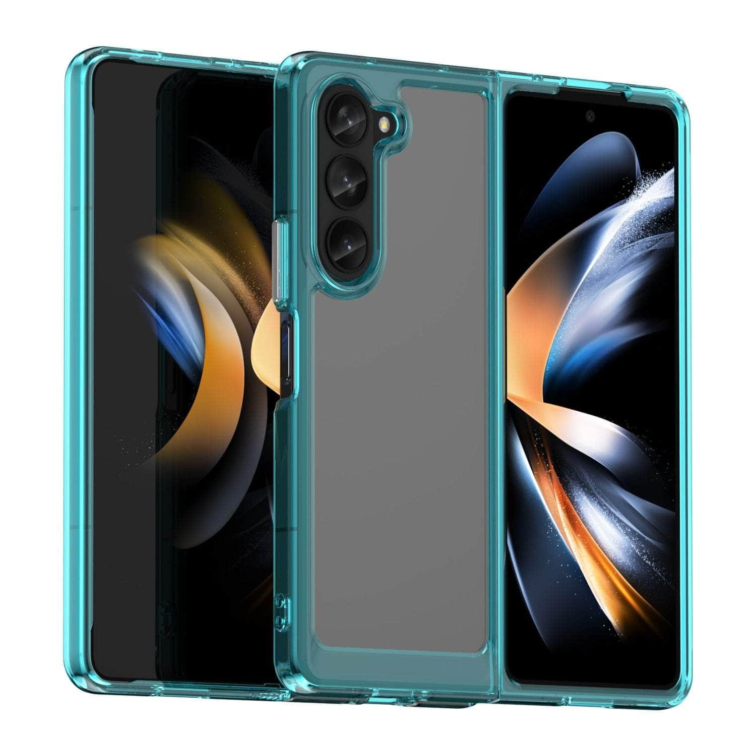Casebuddy Transparent Blue / For Galaxy Z Fold 3 Shockproof Galaxy Z Fold 3 Bumper Cover
