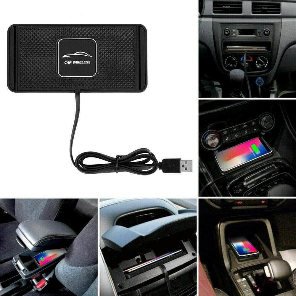 10W 2in1 Non-slip Silicone Mat Car Dashboard Fast Wireless Charger Dock