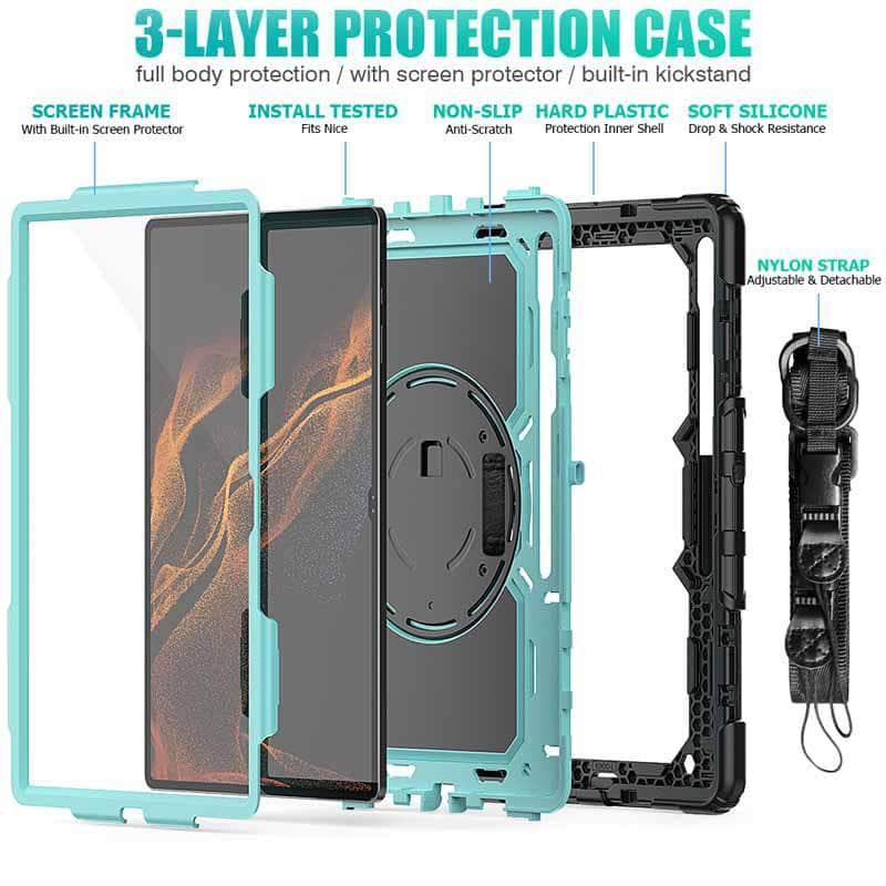 360 Rotating Galaxy Tab S8 Ultra 2022 X900 Rugged Case