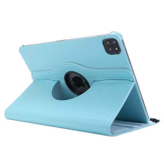 CaseBuddy Australia Casebuddy Light Blue / iPad Pro 12.9 2018 360 Rotating iPad Pro 12.9 2021 Leather Smart Case