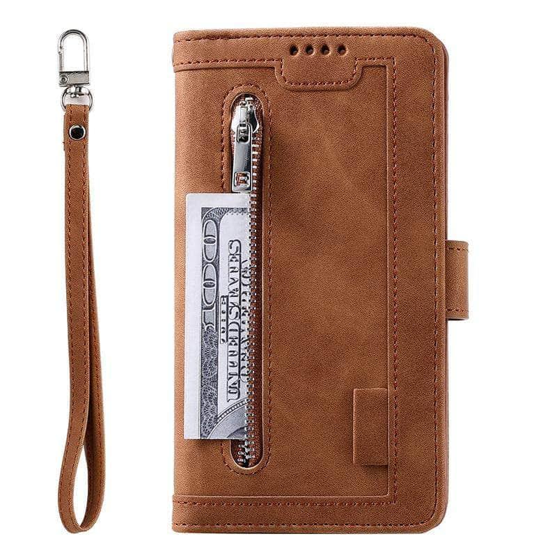 9 Cards Zipper Flip iPhone 13 Mini Leather Case