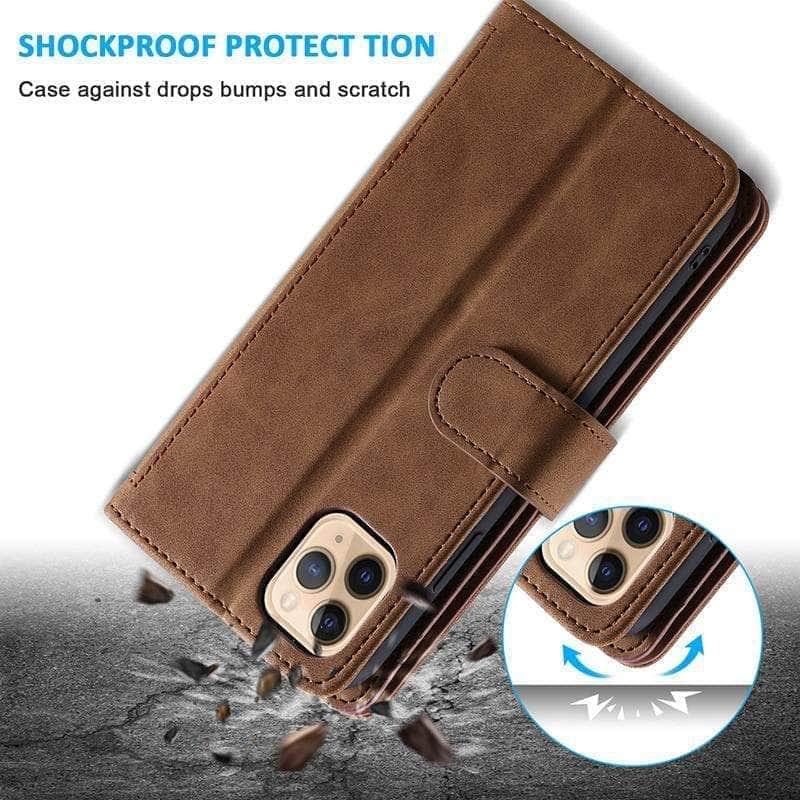 9 Cards Zipper Flip iPhone 13 Pro Leather Case