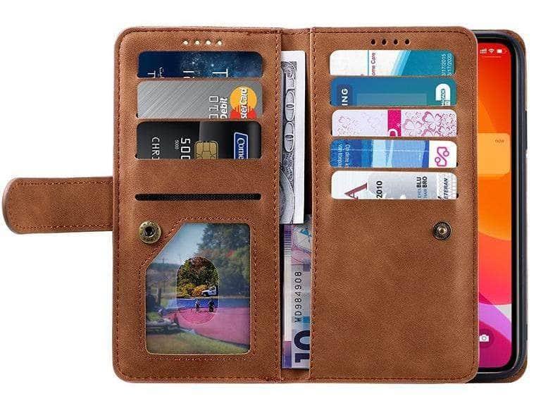 9 Cards Zipper Flip iPhone 13 Pro Max Leather Case