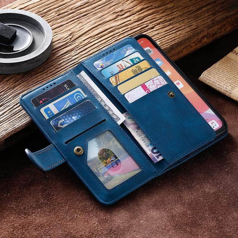 9 Cards Zipper Flip iPhone 13 Pro Max Leather Case