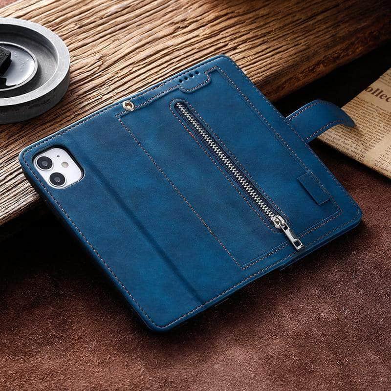 9 Cards Zipper Flip iPhone 13 Pro Max Leather Case