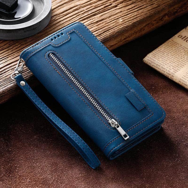 9 Cards Zipper Flip iPhone 13 Pro Max Leather Case