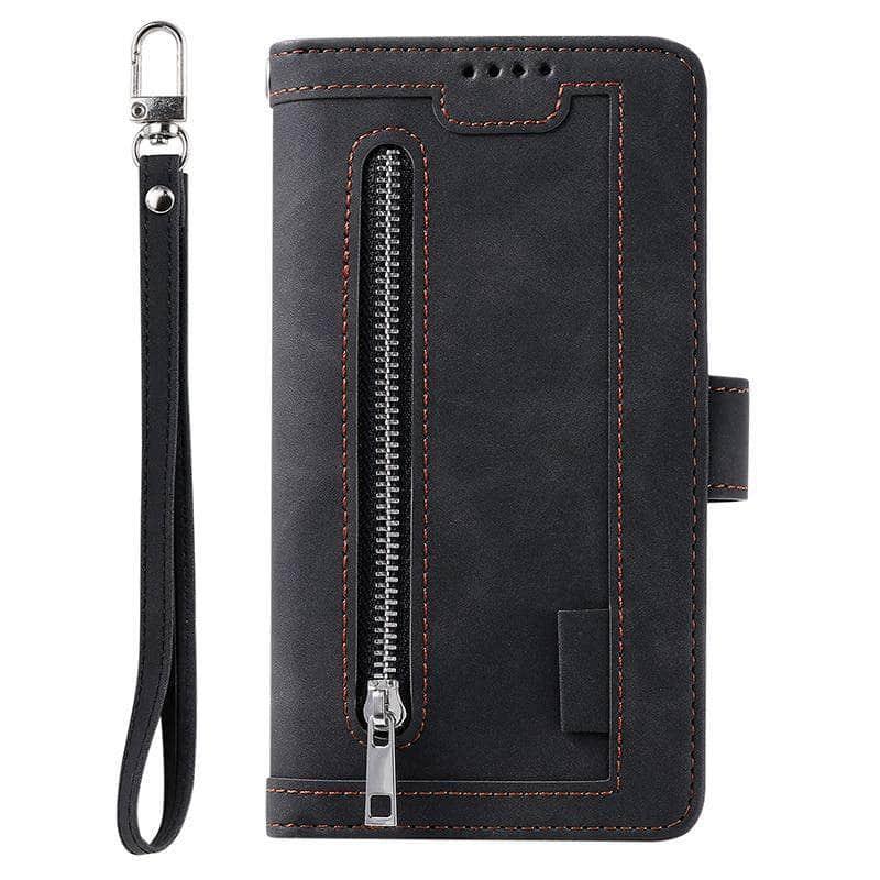 9 Cards Zipper Flip iPhone 13 Pro Max Leather Case