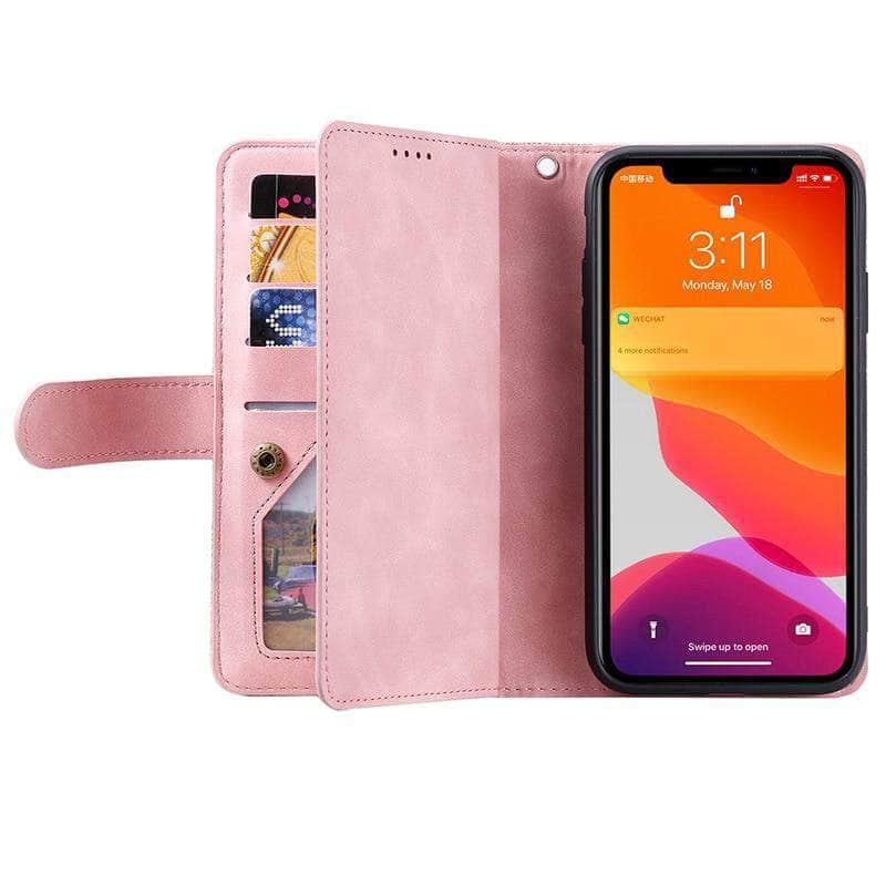 9 Cards Zipper Flip iPhone 13 Pro Max Leather Case