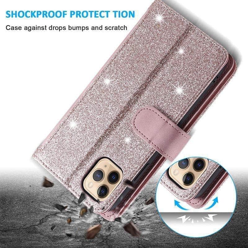 9 Cards Zipper Flip iPhone 13 Pro Max Leather Case