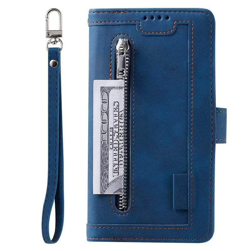 9 Cards Zipper Flip iPhone 13 Pro Max Leather Case