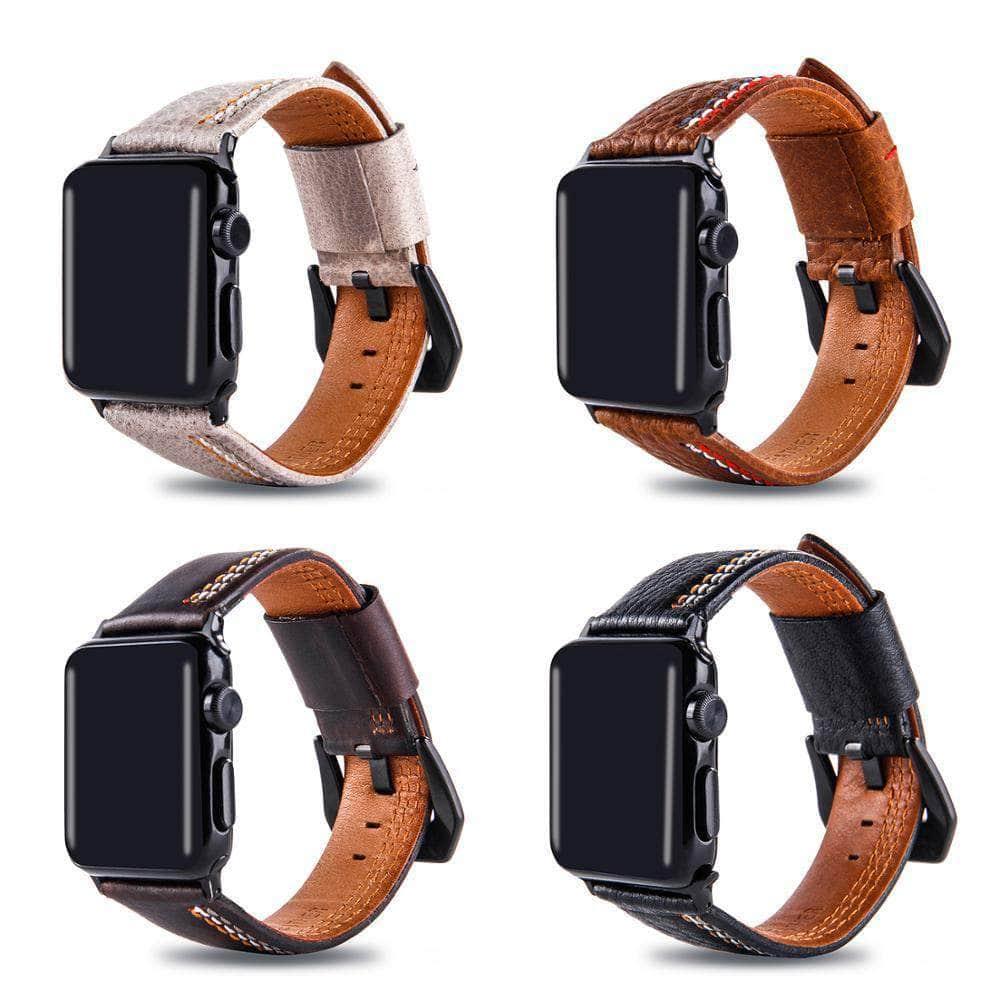 Apple Watch 6 5 4 3 SE 44/40 Wrist Strap Genuine Leather Watchband