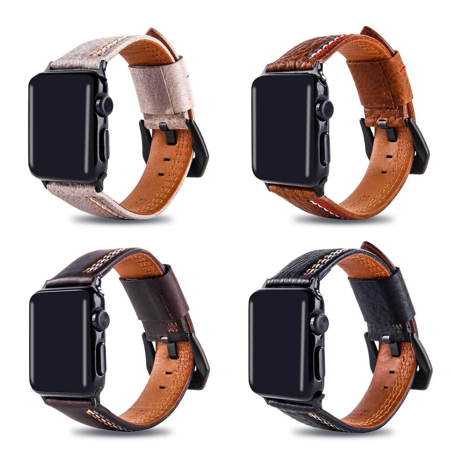 Apple Watch 6 5 4 3 SE 44/40 Wrist Strap Genuine Leather Watchband