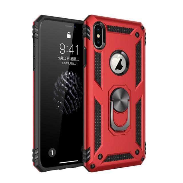 CaseBuddy Australia Casebuddy For iPhone 13 / Red Phone Case Armor Finger Ring iPhone 13 & 13 Pro Kickstand Cover