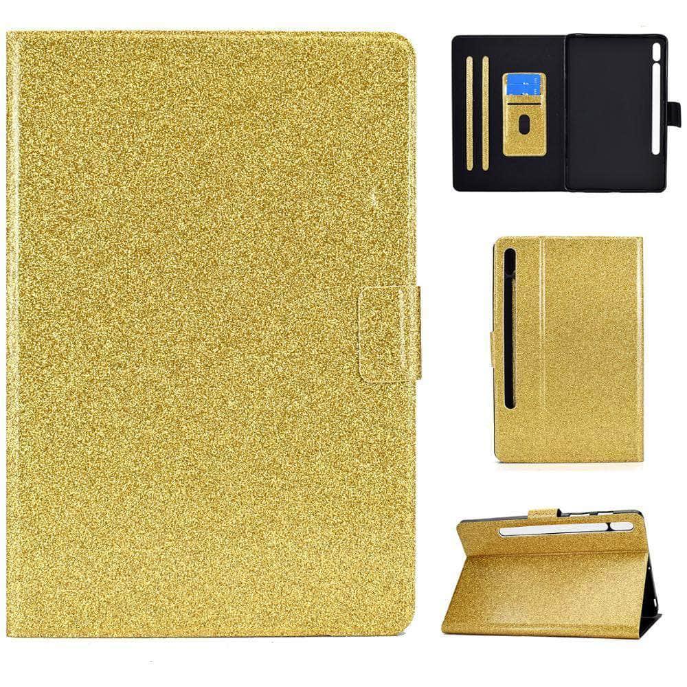Auto Wake Sleep Smart Cover Galaxy Tab S7 T870 T875 Magnetic Glitter Card Slot Stand Case