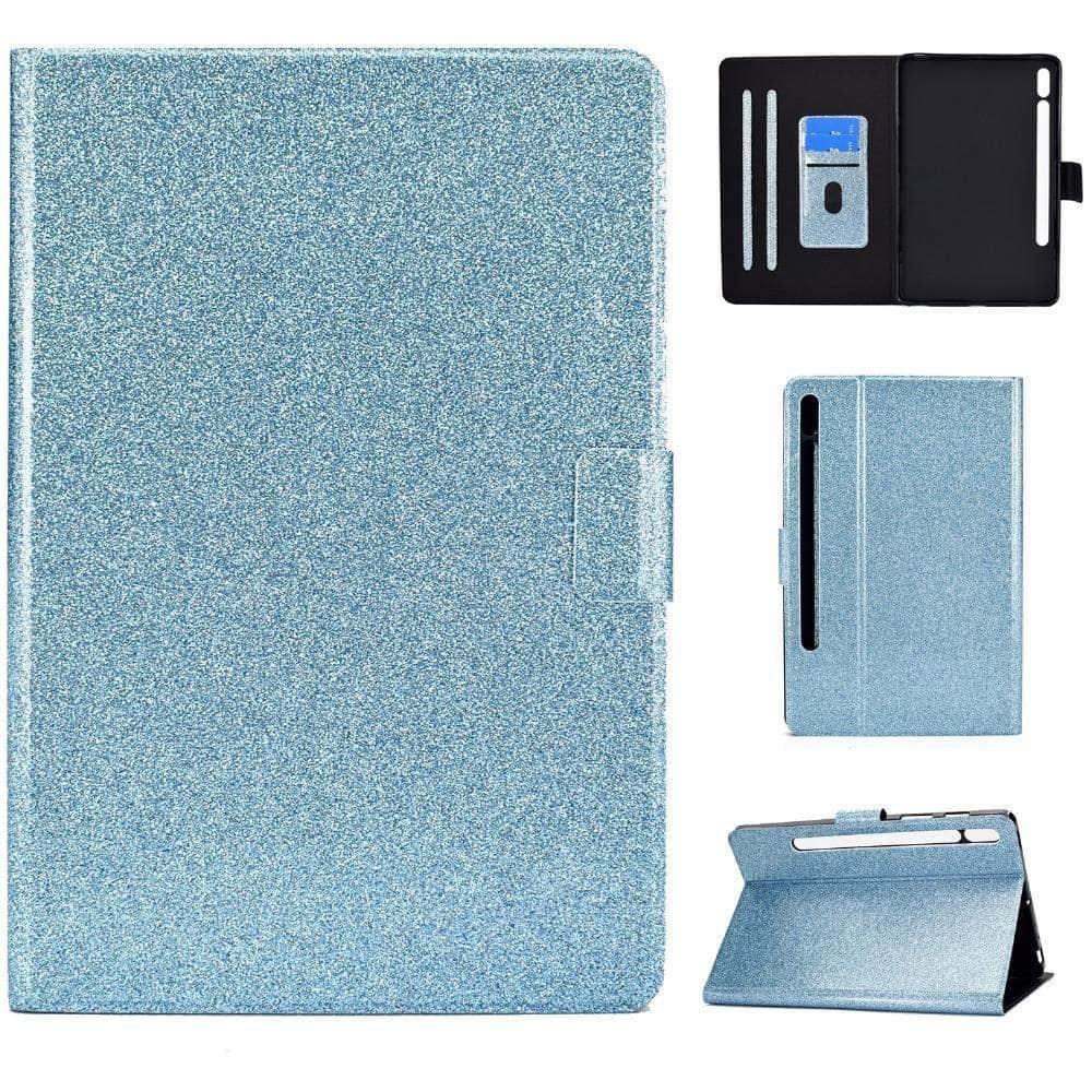 Auto Wake Sleep Smart Cover Galaxy Tab S7 T870 T875 Magnetic Glitter Card Slot Stand Case