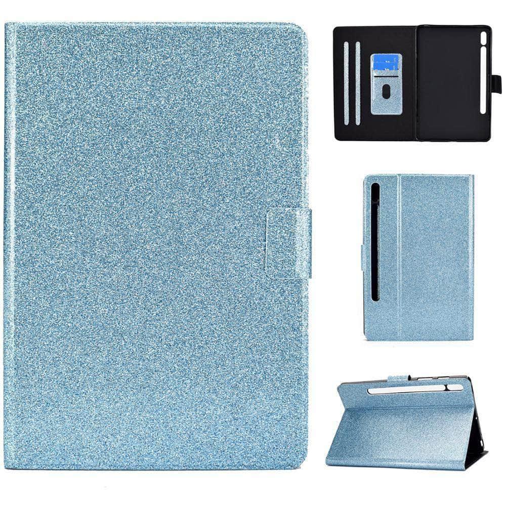 Auto Wake Sleep Smart Cover Galaxy Tab S7 T870 T875 Magnetic Glitter Card Slot Stand Case