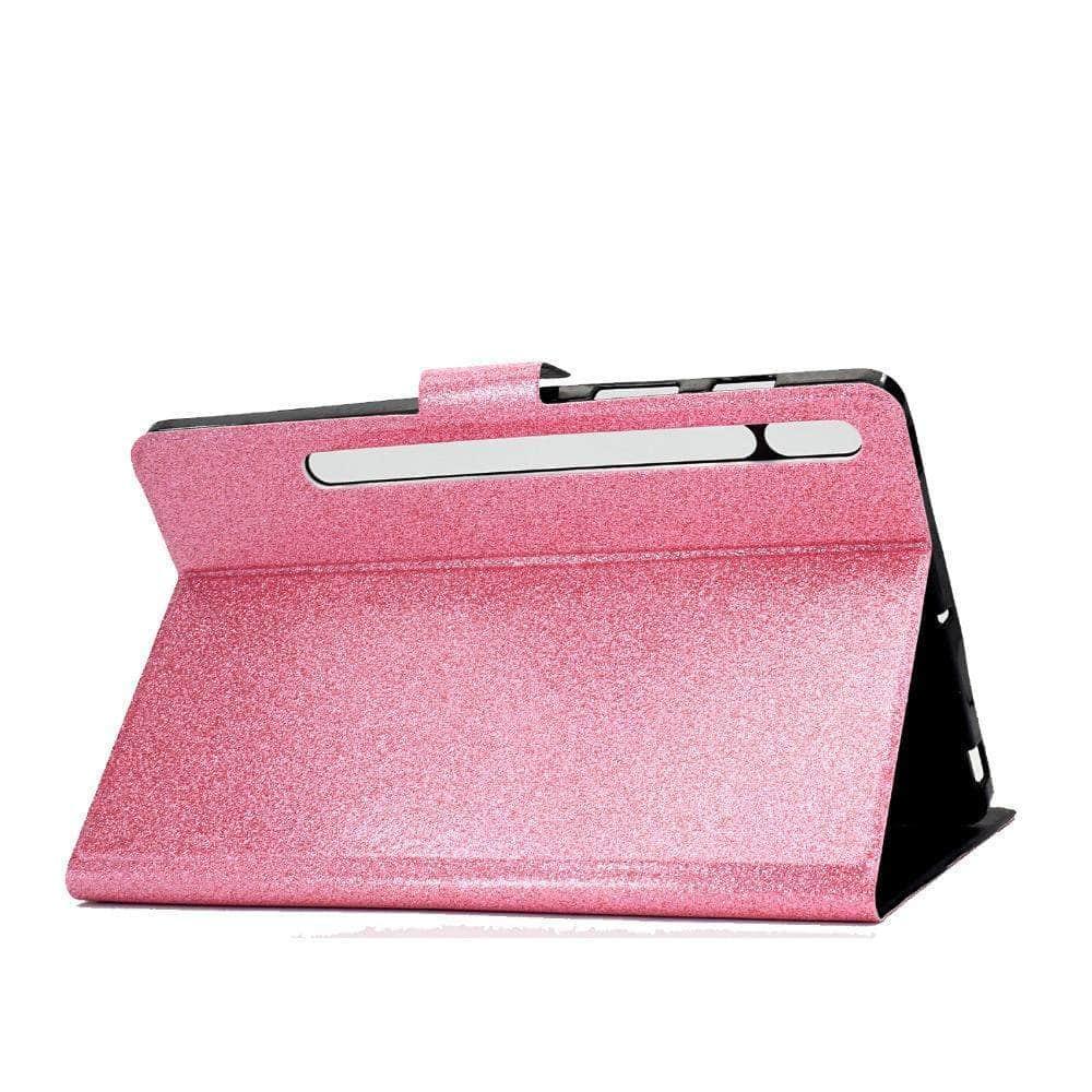 Auto Wake Sleep Smart Cover Galaxy Tab S7 T870 T875 Magnetic Glitter Card Slot Stand Case