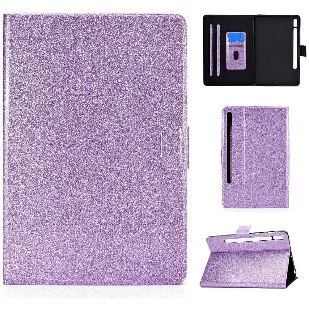 Auto Wake Sleep Smart Cover Galaxy Tab S7 T870 T875 Magnetic Glitter Card Slot Stand Case - CaseBuddy