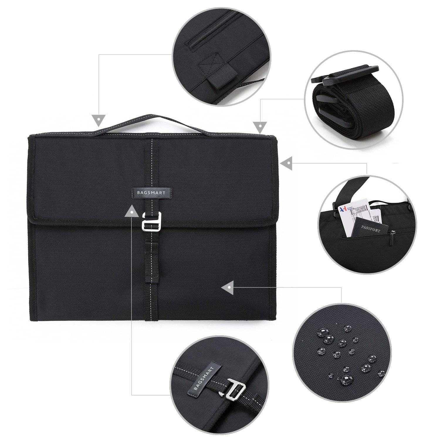 BAGSMART 13" Travel Bag Laptop Tablet Portfolio MacBook Pro