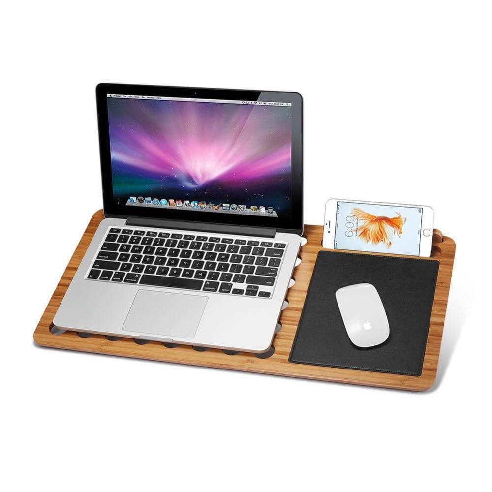 Bamboo Laptop Phone Desk Stand Holder Mouse Pad Multifunction Cooling Bracket