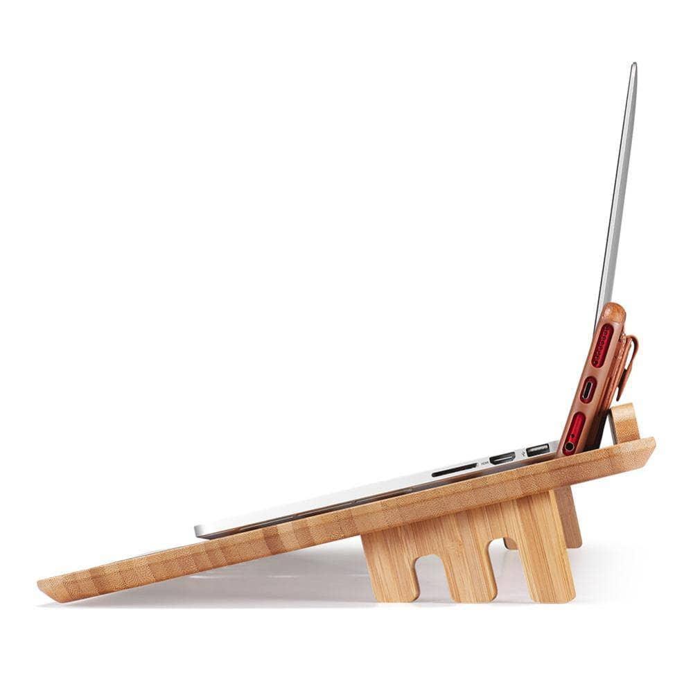 Bamboo Laptop Phone Desk Stand Holder Mouse Pad Multifunction Cooling Bracket