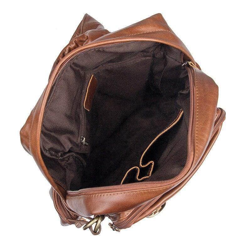 Black Brown Genuine Leather Backpack