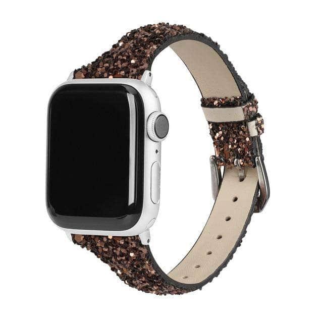 Bling Glitter Leather Band Apple Watch Band 6 5 4 3 2 SE 44/42/40/38