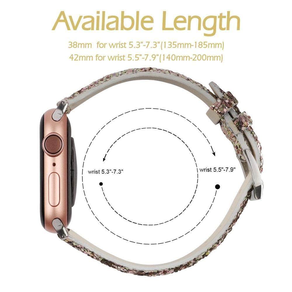 Bling Glitter Leather Band Apple Watch Band 6 5 4 3 2 SE 44/42/40/38