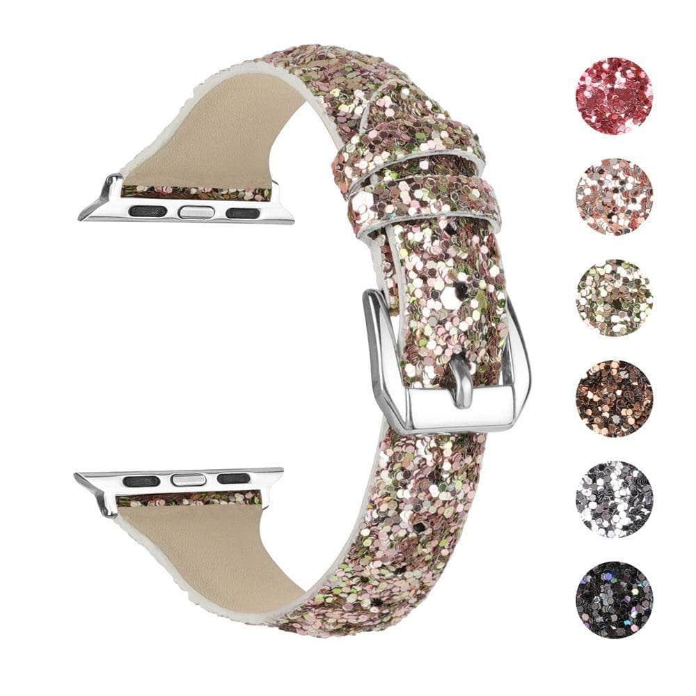 Bling Glitter Leather Band Apple Watch Band 6 5 4 3 2 SE 44/42/40/38
