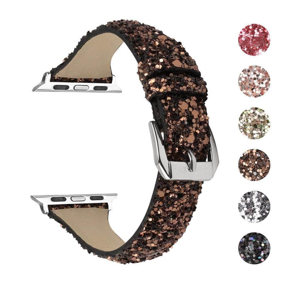 Bling Glitter Leather Band Apple Watch Band 6 5 4 3 2 SE 44/42/40/38