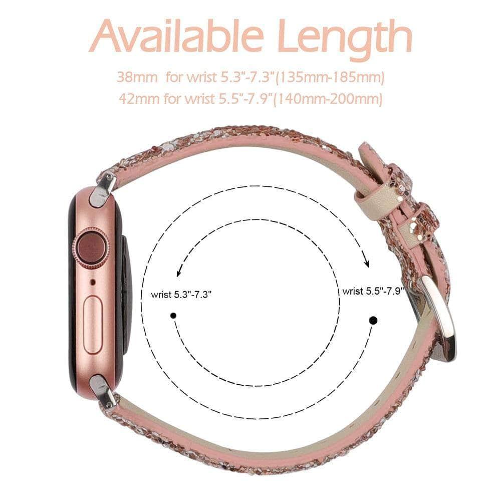 Bling Glitter Leather Band Apple Watch Band 6 5 4 3 2 SE 44/42/40/38